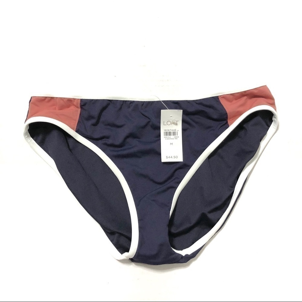 Loft Bikini Bottom NWT Blue Pink Medium